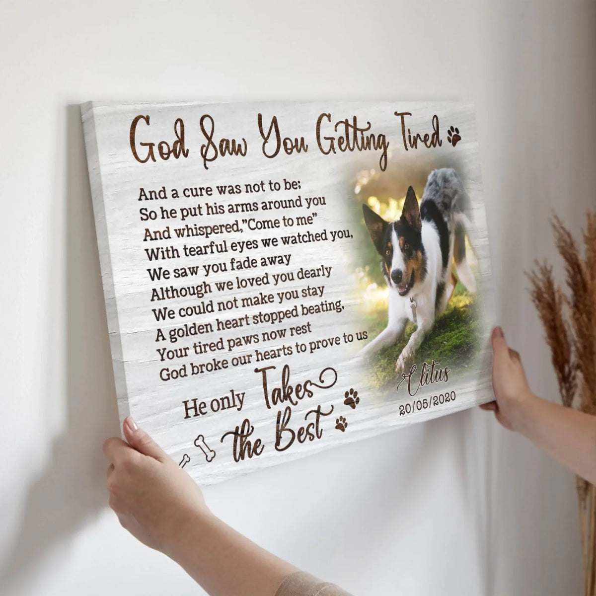 Personalized Photo Canvas Prints, Dog Loss Gifts, Pet Memorial Gifts, Dog Sympathy, God Saw You Getting Tired Dem Canvas