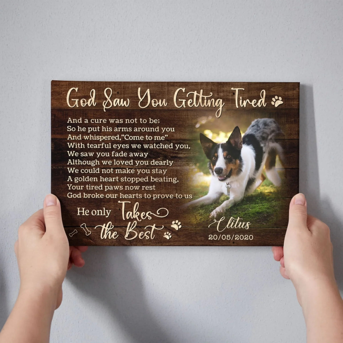 Personalized Photo Canvas Prints, Dog Loss Gifts, Pet Memorial Gifts, Dog Sympathy, God Saw You Getting Tired Dem Canvas