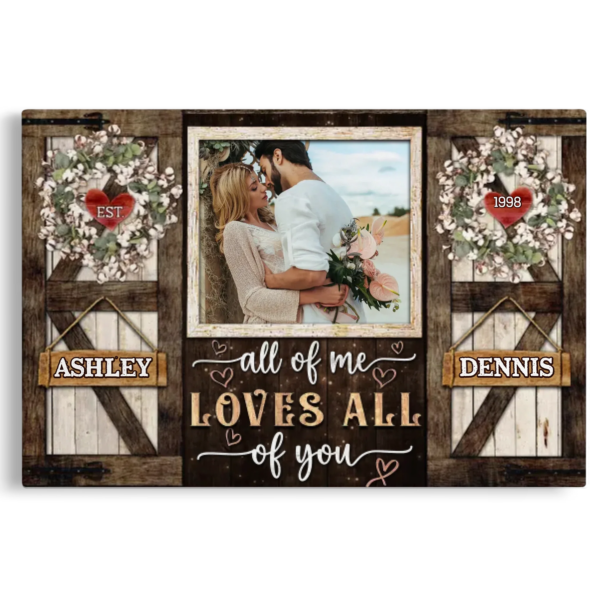 Personalized Photo Canvas Prints, Gifts For Couples, Anniversary Gifts For Husband, Gifts For Wife, All Of Me Love All Of You Dem Canvas