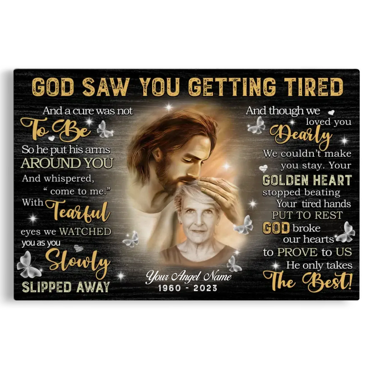 Personalized Canvas Prints, Custom Photo, Sympathy Gifts, Remembrance Gifts, Loss Mom Memorial, God Saw You Are Getting Tired Dem Canvas