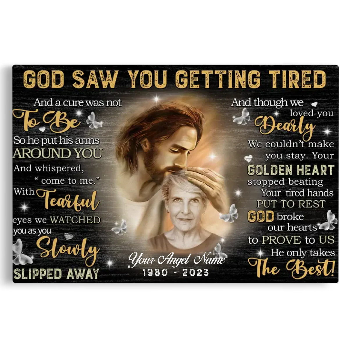 Personalized Canvas Prints, Custom Photo, Sympathy Gifts, Remembrance Gifts, Loss Mom Memorial, God Saw You Are Getting Tired Dem Canvas