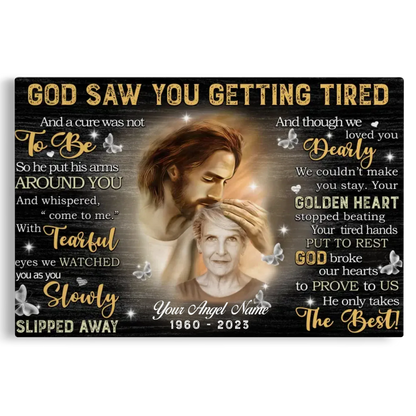 Personalized Canvas Prints, Custom Photo, Sympathy Gifts, Remembrance Gifts, Loss Mom Memorial, God Saw You Are Getting Tired Dem Canvas