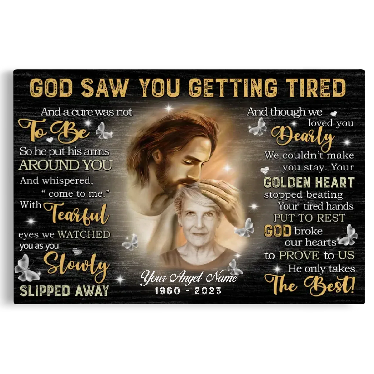 Personalized Canvas Prints, Custom Photo, Sympathy Gifts, Remembrance Gifts, Loss Mom Memorial, God Saw You Are Getting Tired Dem Canvas