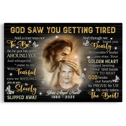 Personalized Canvas Prints, Custom Photo, Sympathy Gifts, Remembrance Gifts, Loss Mom Memorial, God Saw You Are Getting Tired Dem Canvas