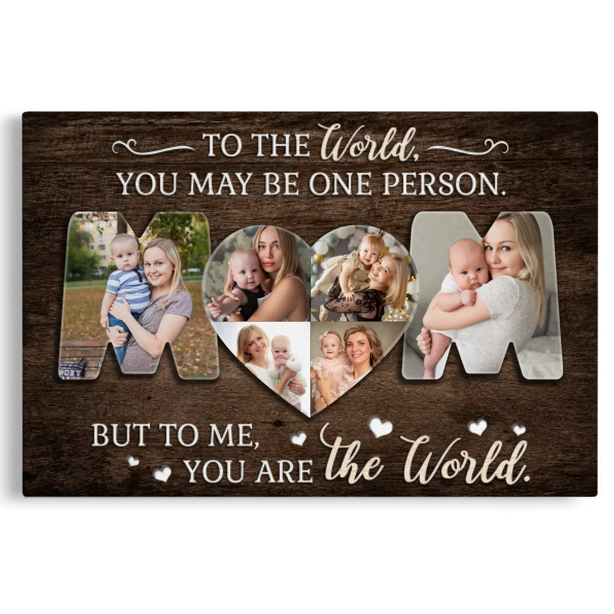 Personalized Photo Canvas Prints, Custom Photos, Family Gifts, Gifts For Mom From Daughter Or Son, Mother's Day, Mom You Are The World Dem Canvas