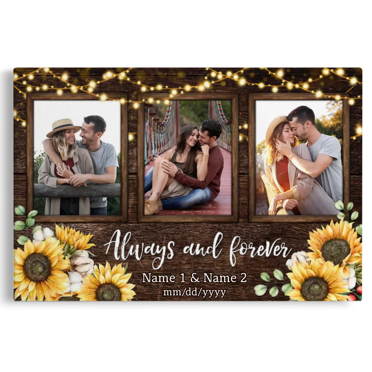 Personalized Photo Canvas Prints, Custom Photo, Couples Gifts For Him For Her, Engagement Couple Gifts, Wedding Gifts, Always And Forever Dem Canvas