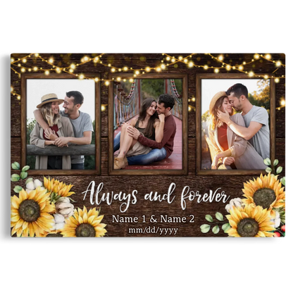 Personalized Photo Canvas Prints, Custom Photo, Couples Gifts For Him For Her, Engagement Couple Gifts, Wedding Gifts, Always And Forever Dem Canvas