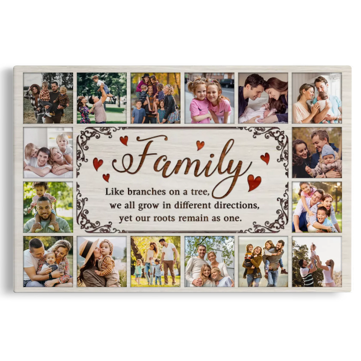 Personalized Canvas Prints, Custom Photo, Gifts for Parents, For Grandparents, Family Tree Photo Collage, Family Like Branches On A Tree Dem Canvas