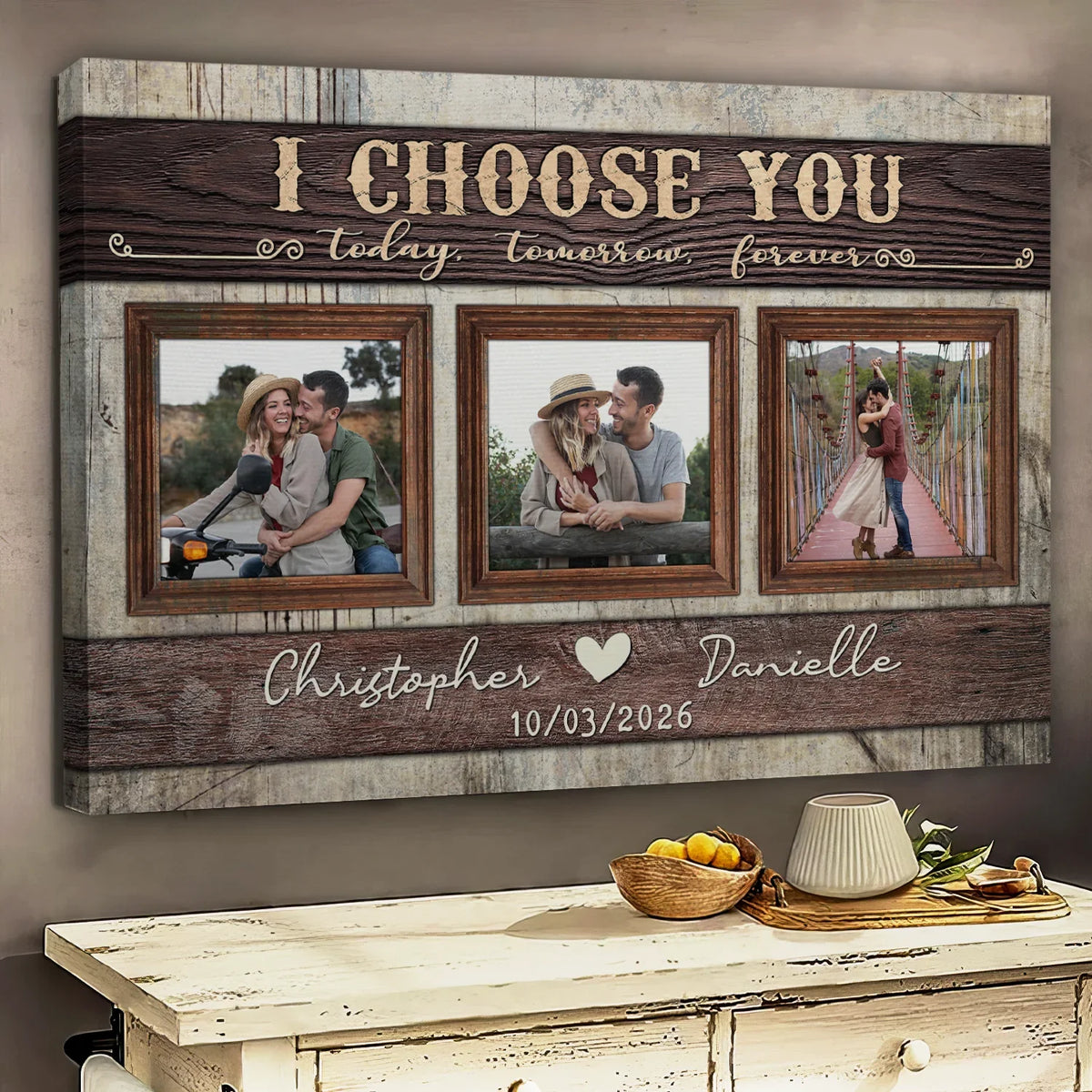 Personalized Canvas Prints, Custom Photo And Name, Anniversary Gift, Love Gifts, I Choose You Dem Canvas
