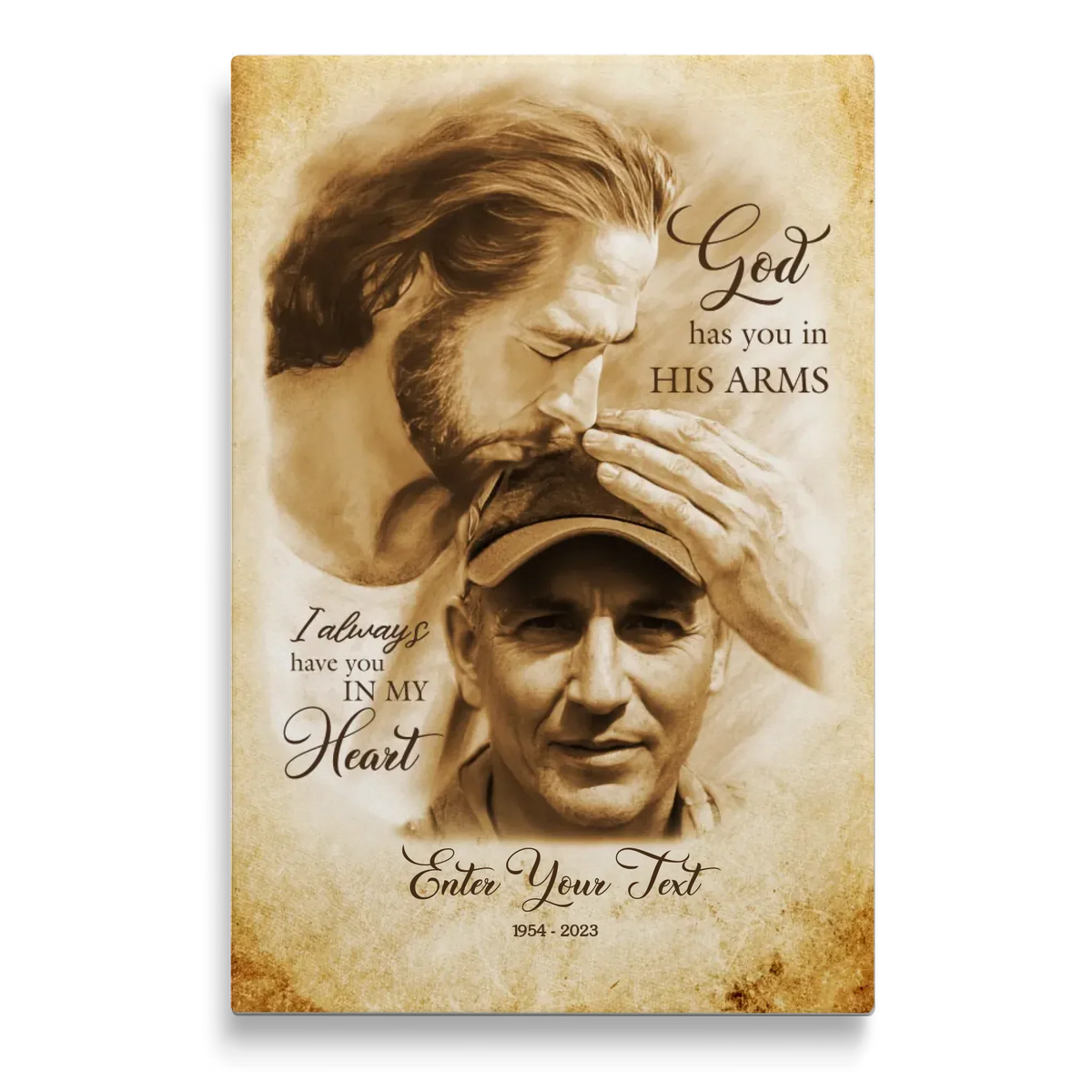 Personalized Canvas Prints, Custom Photo Gift, Memorial Gifts For Loss, God Has You In His Arms, Sympathy Remembrance Dem Canvas