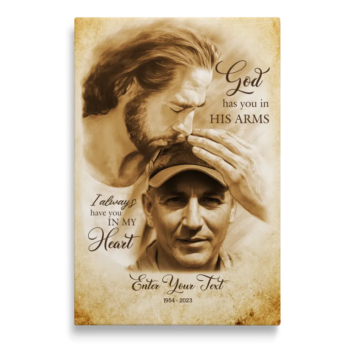 Personalized Canvas Prints, Custom Photo Gift, Memorial Gifts For Loss, God Has You In His Arms, Sympathy Remembrance Dem Canvas