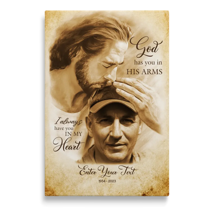 Personalized Canvas Prints, Custom Photo Gift, Memorial Gifts For Loss, God Has You In His Arms, Sympathy Remembrance Dem Canvas