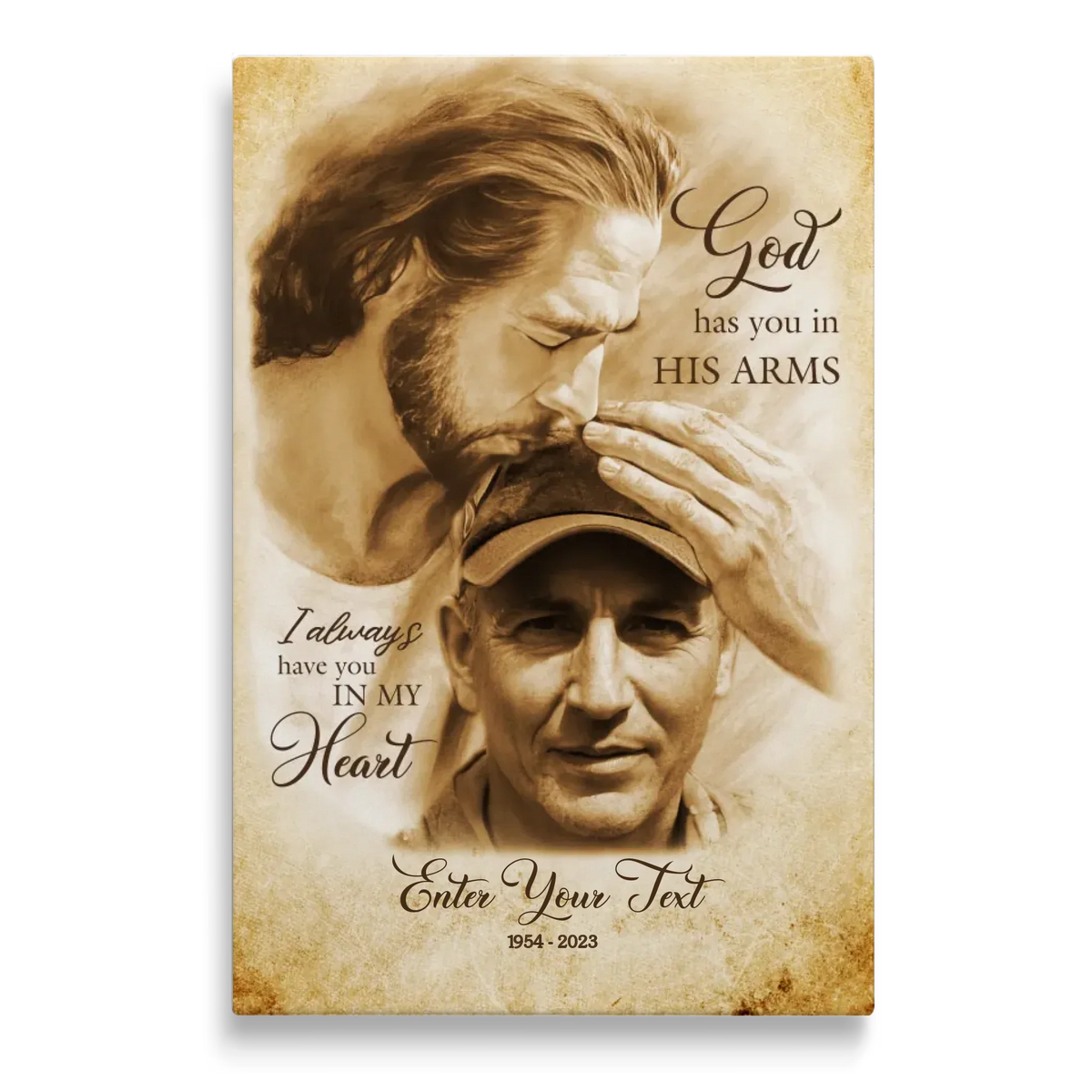 Personalized Canvas Prints, Custom Photo Gift, Memorial Gifts For Loss, God Has You In His Arms, Sympathy Remembrance Dem Canvas