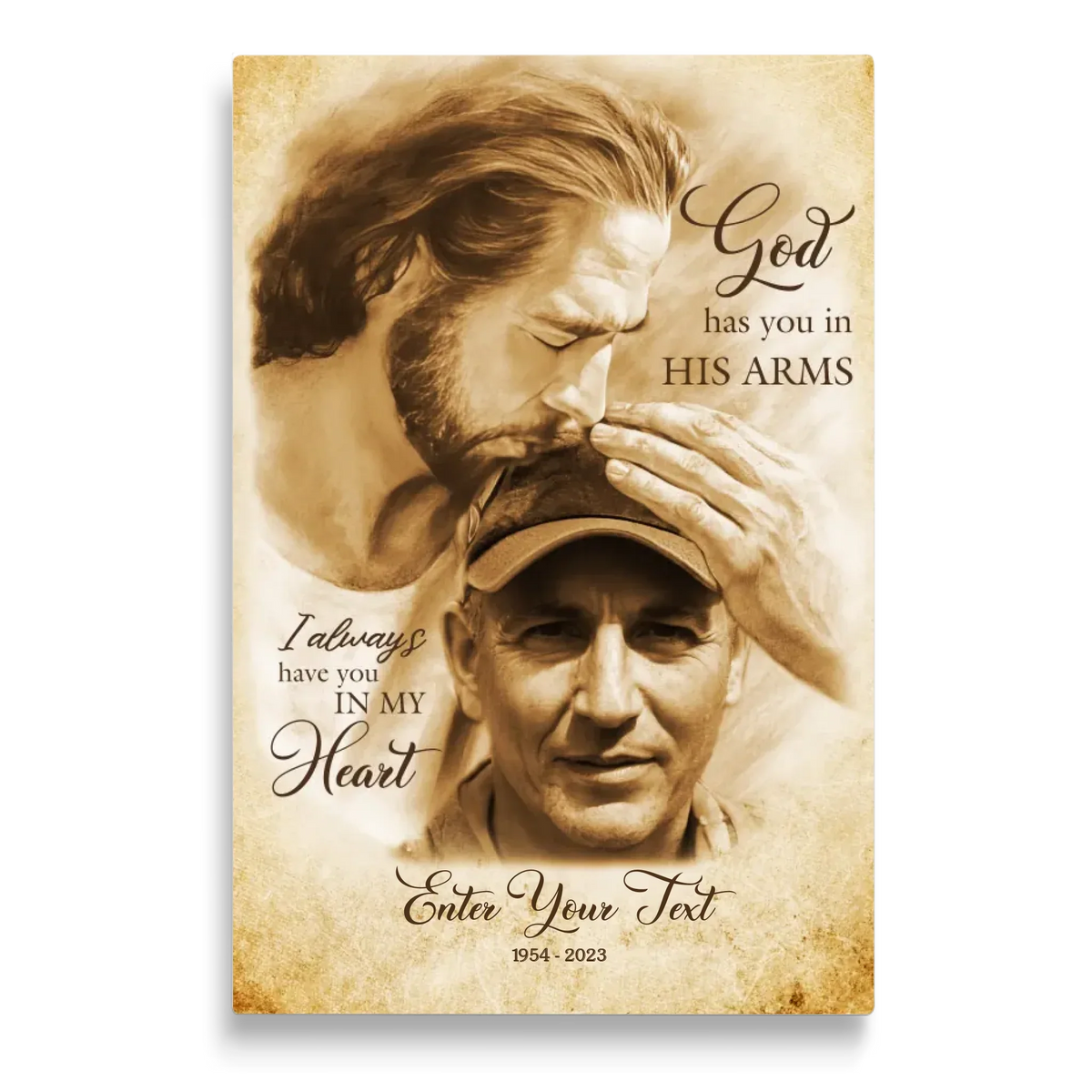 Personalized Canvas Prints, Custom Photo Gift, Memorial Gifts For Loss, God Has You In His Arms, Sympathy Remembrance Dem Canvas