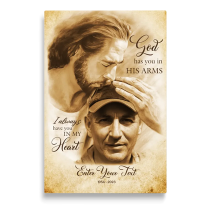 Personalized Canvas Prints, Custom Photo Gift, Memorial Gifts For Loss, God Has You In His Arms, Sympathy Remembrance Dem Canvas