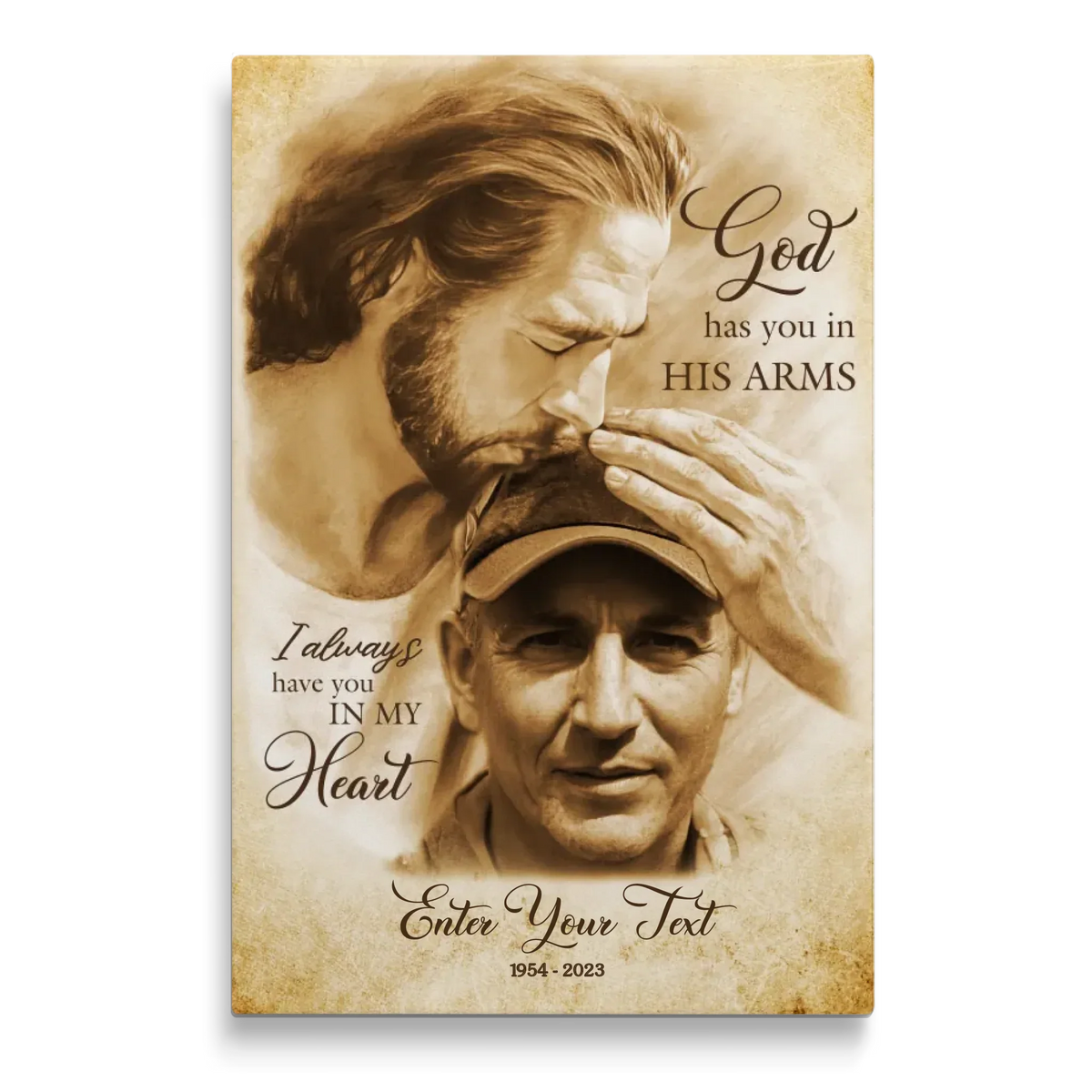 Personalized Canvas Prints, Custom Photo Gift, Memorial Gifts For Loss, God Has You In His Arms, Sympathy Remembrance Dem Canvas