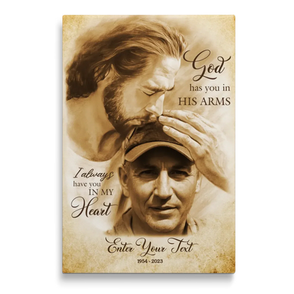 Personalized Canvas Prints, Custom Photo Gift, Memorial Gifts For Loss, God Has You In His Arms, Sympathy Remembrance Dem Canvas