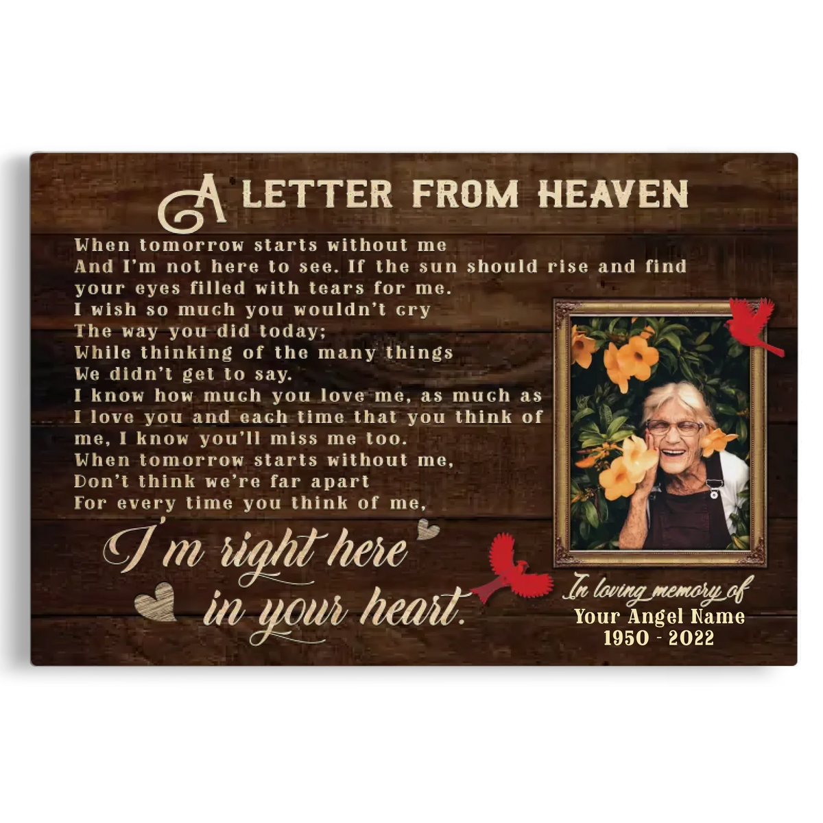 Personalized Canvas Prints, Custom Photo And Name, Memorial Gift, Sympathy Gifts, Remembrance Gifts, Remembrance Gifts Dem Canvas