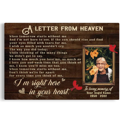 Personalized Canvas Prints, Custom Photo And Name, Memorial Gift, Sympathy Gifts, Remembrance Gifts, Remembrance Gifts Dem Canvas