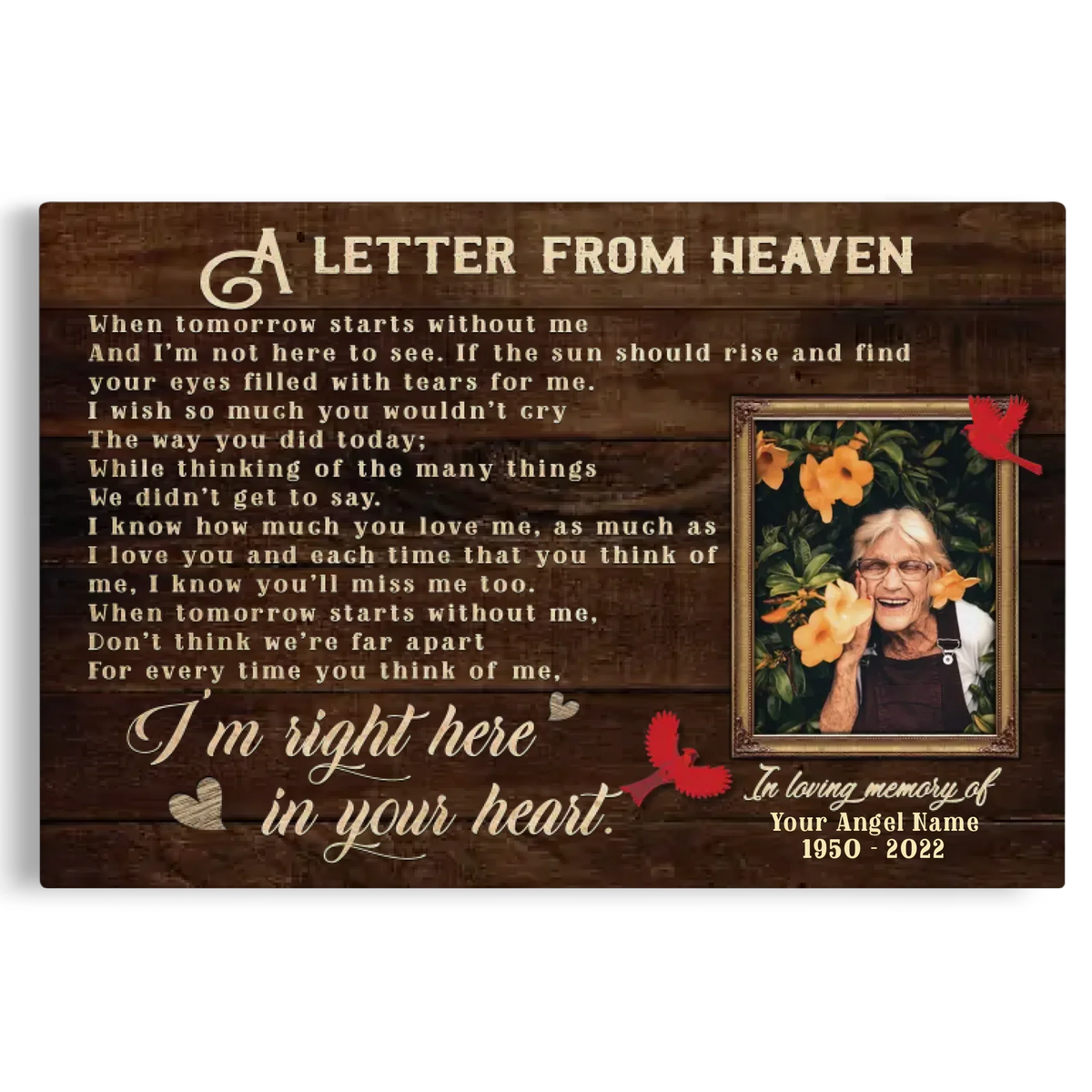 Personalized Canvas Prints, Custom Photo And Name, Memorial Gift, Sympathy Gifts, Remembrance Gifts, Remembrance Gifts Dem Canvas