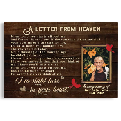 Personalized Canvas Prints, Custom Photo And Name, Memorial Gift, Sympathy Gifts, Remembrance Gifts, Remembrance Gifts Dem Canvas