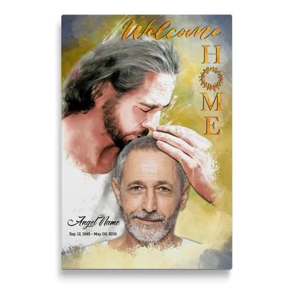 Personalized Canvas Prints, Custom Photo, Sympathy Gifts, Memorial Gift, Safe In The Arms Of Jesus, Welcome Home Watercolor Style Dem Canvas