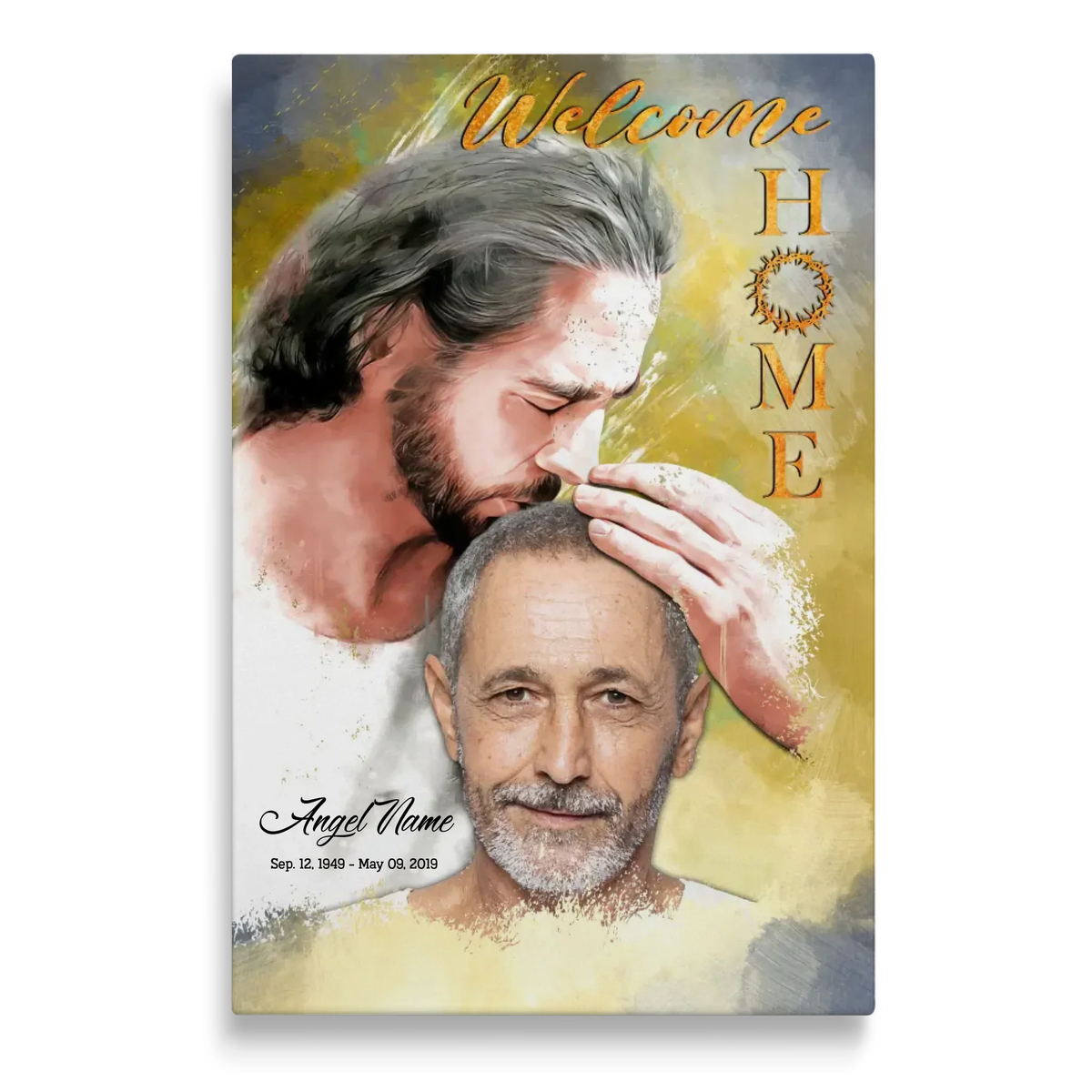 Personalized Canvas Prints, Custom Photo, Sympathy Gifts, Memorial Gift, Safe In The Arms Of Jesus, Welcome Home Watercolor Style Dem Canvas