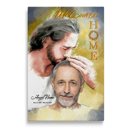 Personalized Canvas Prints, Custom Photo, Sympathy Gifts, Memorial Gift, Safe In The Arms Of Jesus, Welcome Home Watercolor Style Dem Canvas