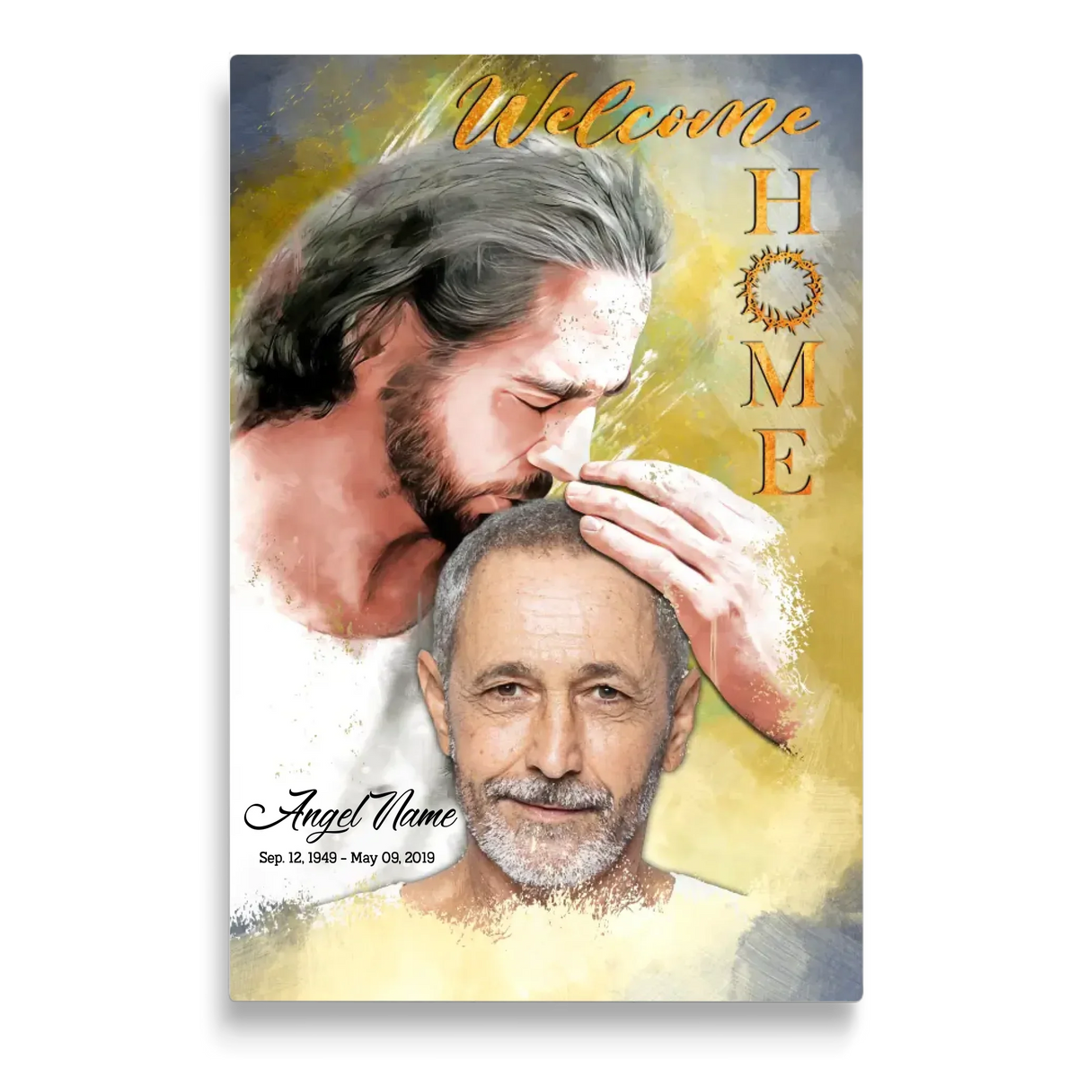 Personalized Canvas Prints, Custom Photo, Sympathy Gifts, Memorial Gift, Safe In The Arms Of Jesus, Welcome Home Watercolor Style Dem Canvas