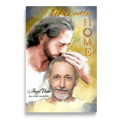 Personalized Canvas Prints, Custom Photo, Sympathy Gifts, Memorial Gift, Safe In The Arms Of Jesus, Welcome Home Watercolor Style Dem Canvas