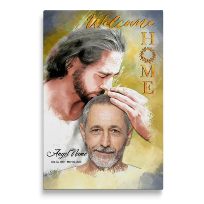 Personalized Canvas Prints, Custom Photo, Sympathy Gifts, Memorial Gift, Safe In The Arms Of Jesus, Welcome Home Watercolor Style Dem Canvas