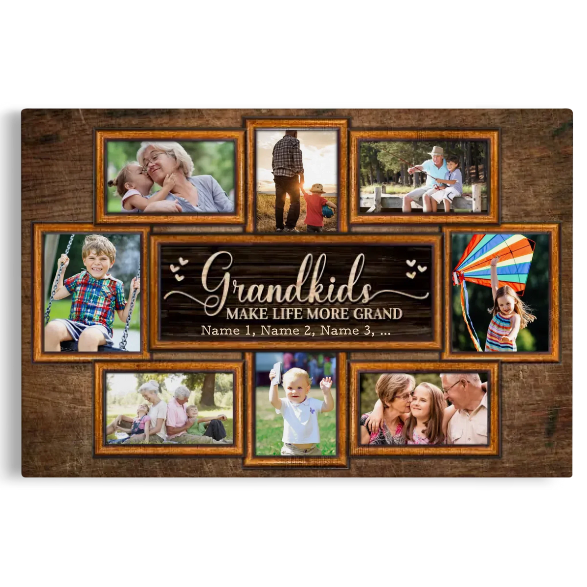 Personalized Canvas Prints, Upload Photo And Name, Love Grandparents, Grandkids Make Life More Grand Dem Canvas