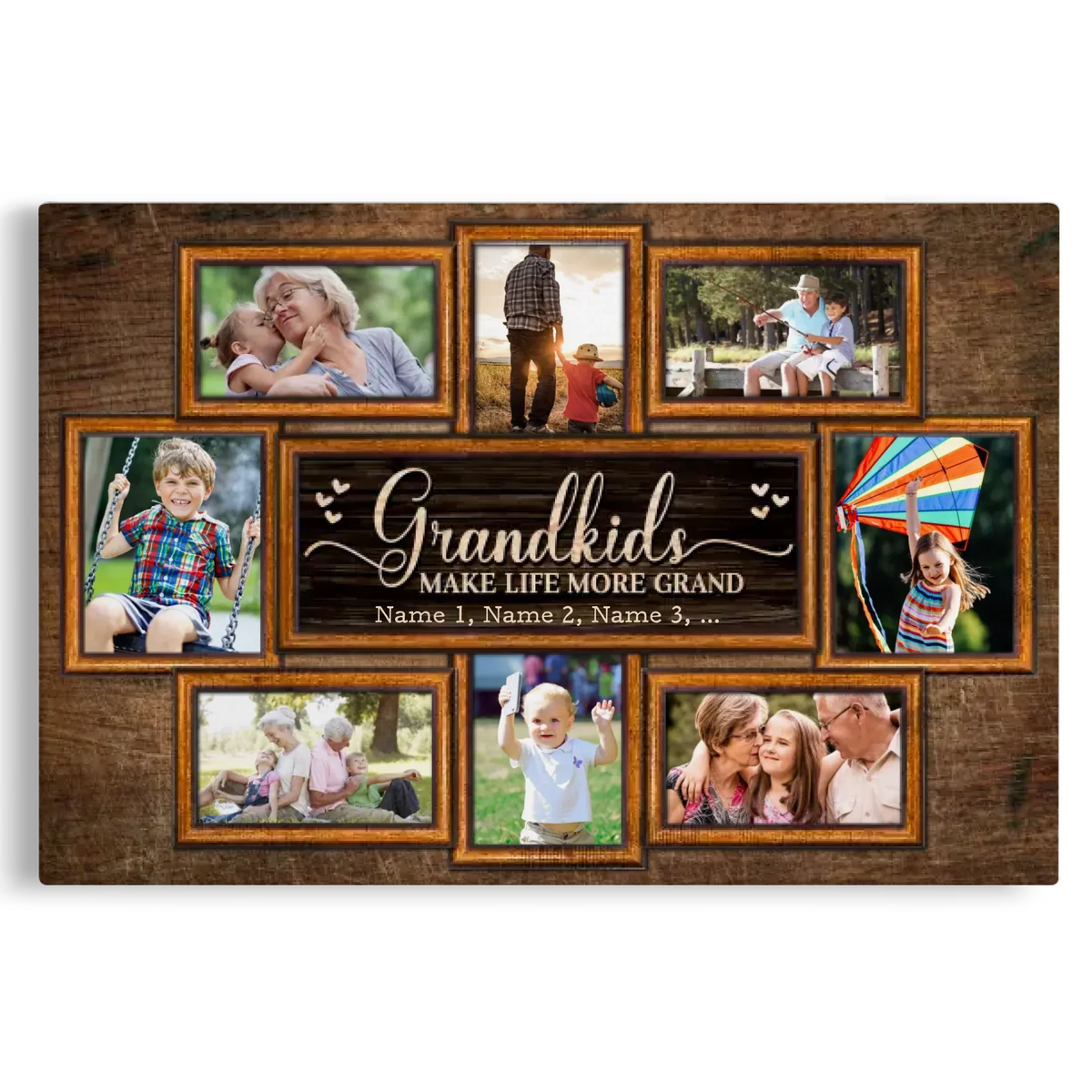 Personalized Canvas Prints, Upload Photo And Name, Love Grandparents, Grandkids Make Life More Grand Dem Canvas