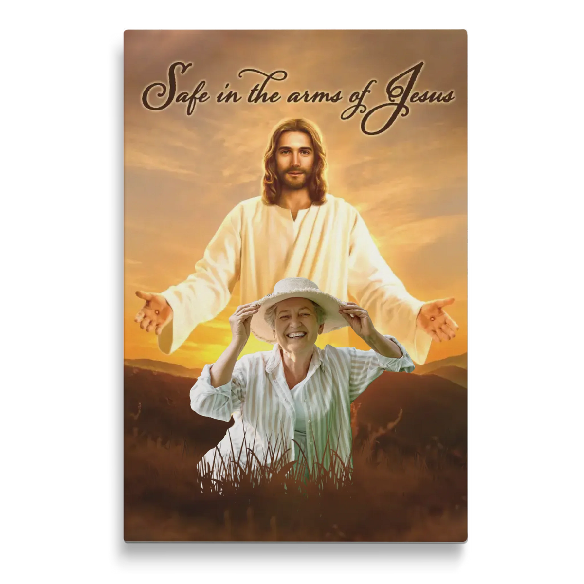 Personalized Canvas Prints Custom Photo - Safe In Jesus's Arms, Memorial Dem Canvas