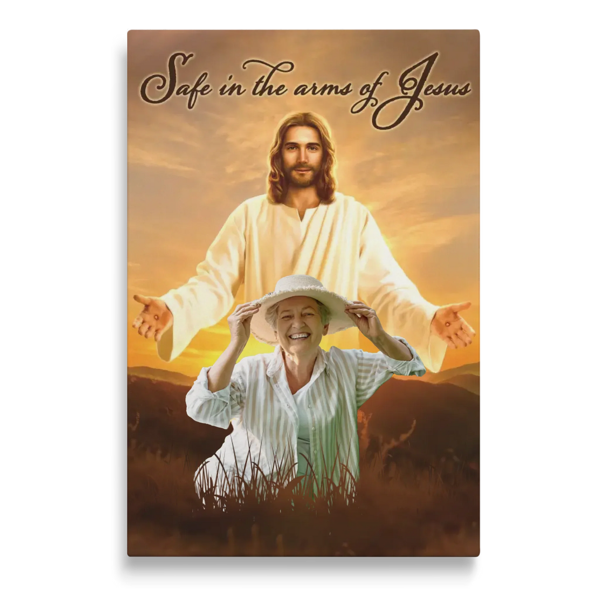 Personalized Canvas Prints Custom Photo - Safe In Jesus's Arms, Memorial Dem Canvas