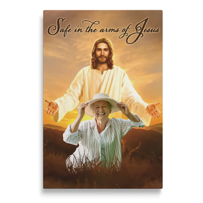 Personalized Canvas Prints Custom Photo - Safe In Jesus's Arms, Memorial Dem Canvas