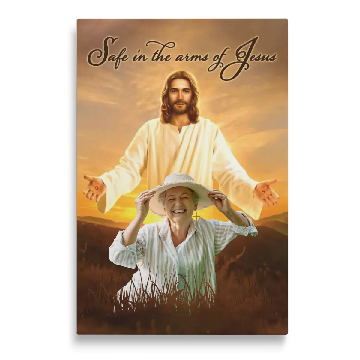 Personalized Canvas Prints Custom Photo - Safe In Jesus's Arms, Memorial Dem Canvas