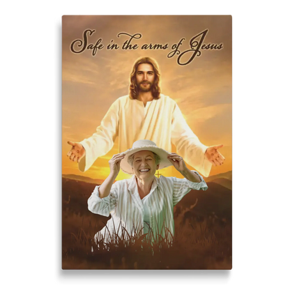 Personalized Canvas Prints Custom Photo - Safe In Jesus's Arms, Memorial Dem Canvas