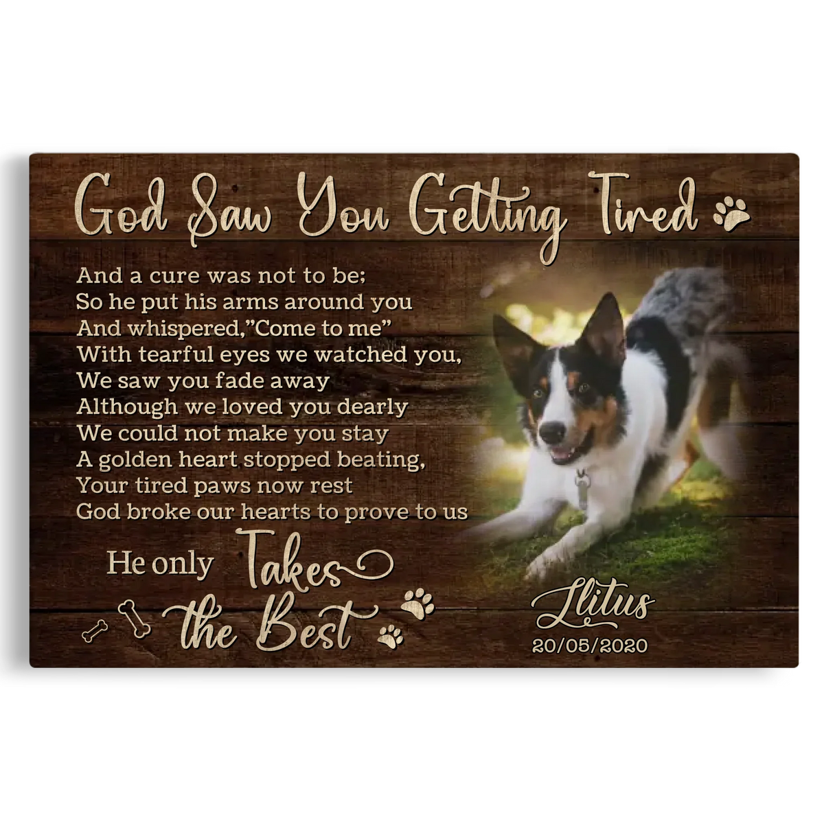 Personalized Photo Canvas Prints, Dog Loss Gifts, Pet Memorial Gifts, Dog Sympathy, God Saw You Getting Tired Dem Canvas