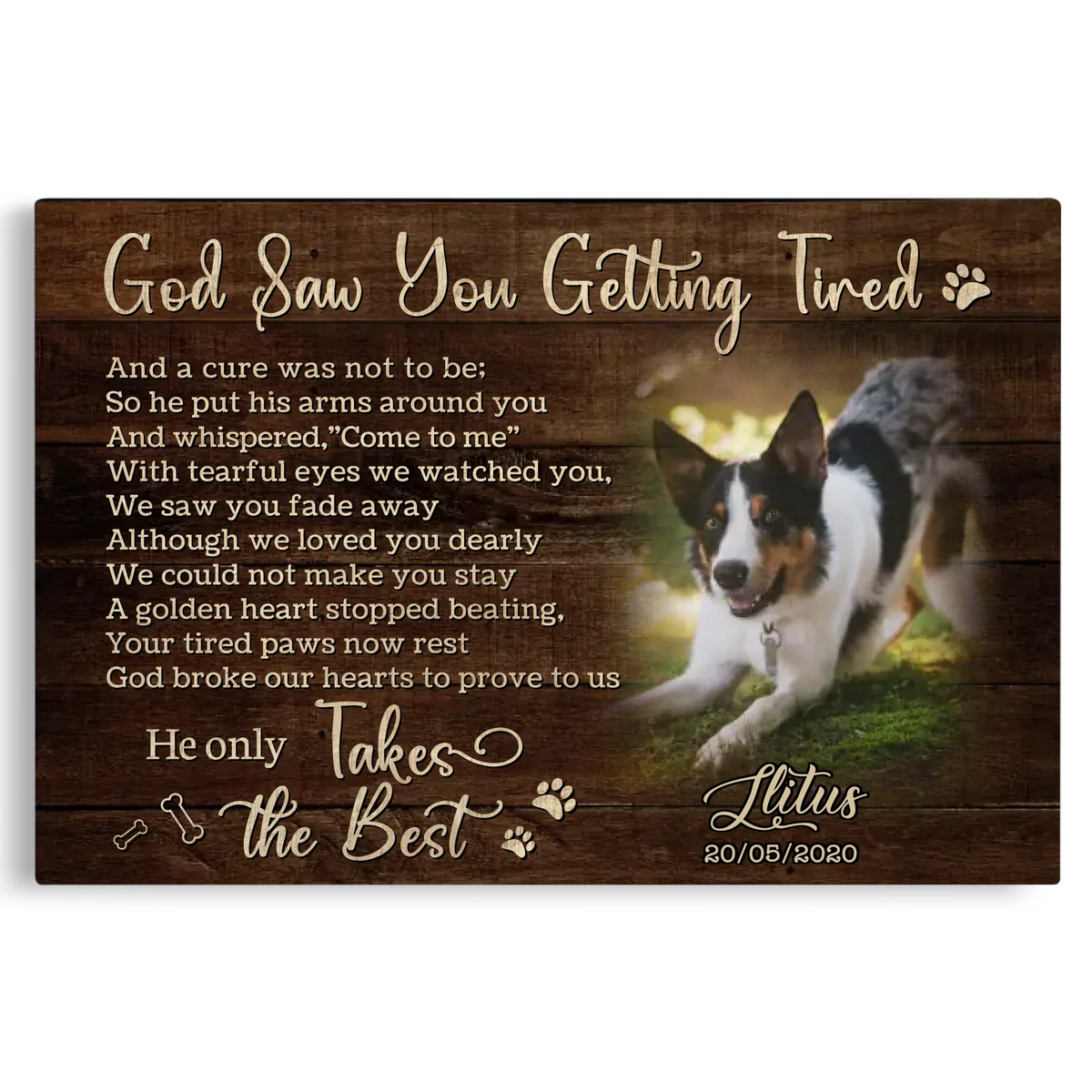 Personalized Photo Canvas Prints, Dog Loss Gifts, Pet Memorial Gifts, Dog Sympathy, God Saw You Getting Tired Dem Canvas