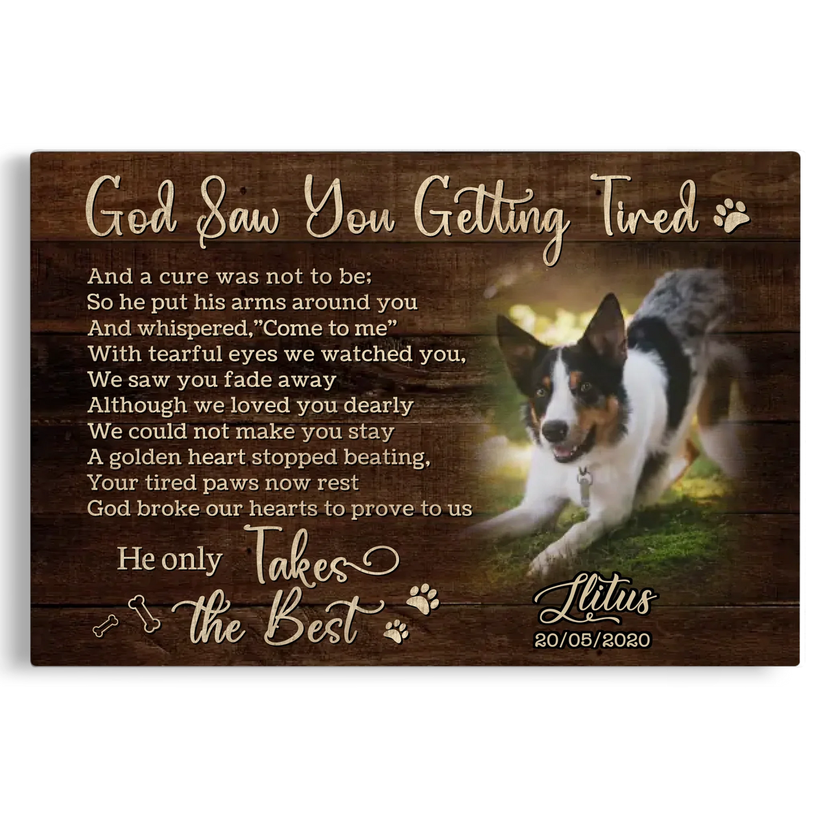 Personalized Photo Canvas Prints, Dog Loss Gifts, Pet Memorial Gifts, Dog Sympathy, God Saw You Getting Tired Dem Canvas
