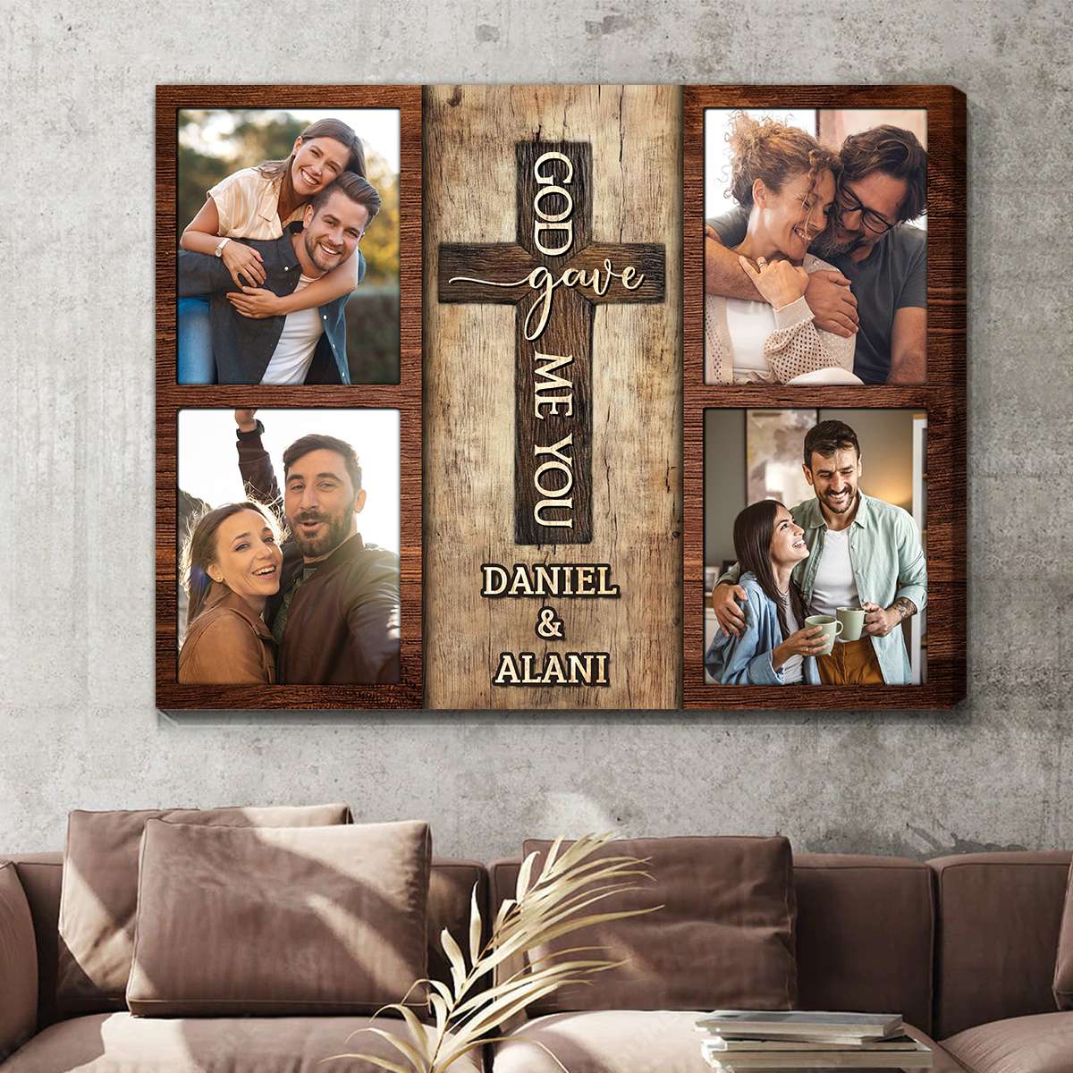 Custom God Gave Me You Canvas for Couples with personalized design details for meaningful gifting