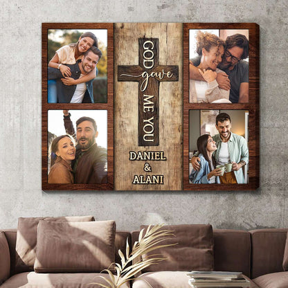 Custom God Gave Me You Canvas for Couples with personalized design details for meaningful gifting
