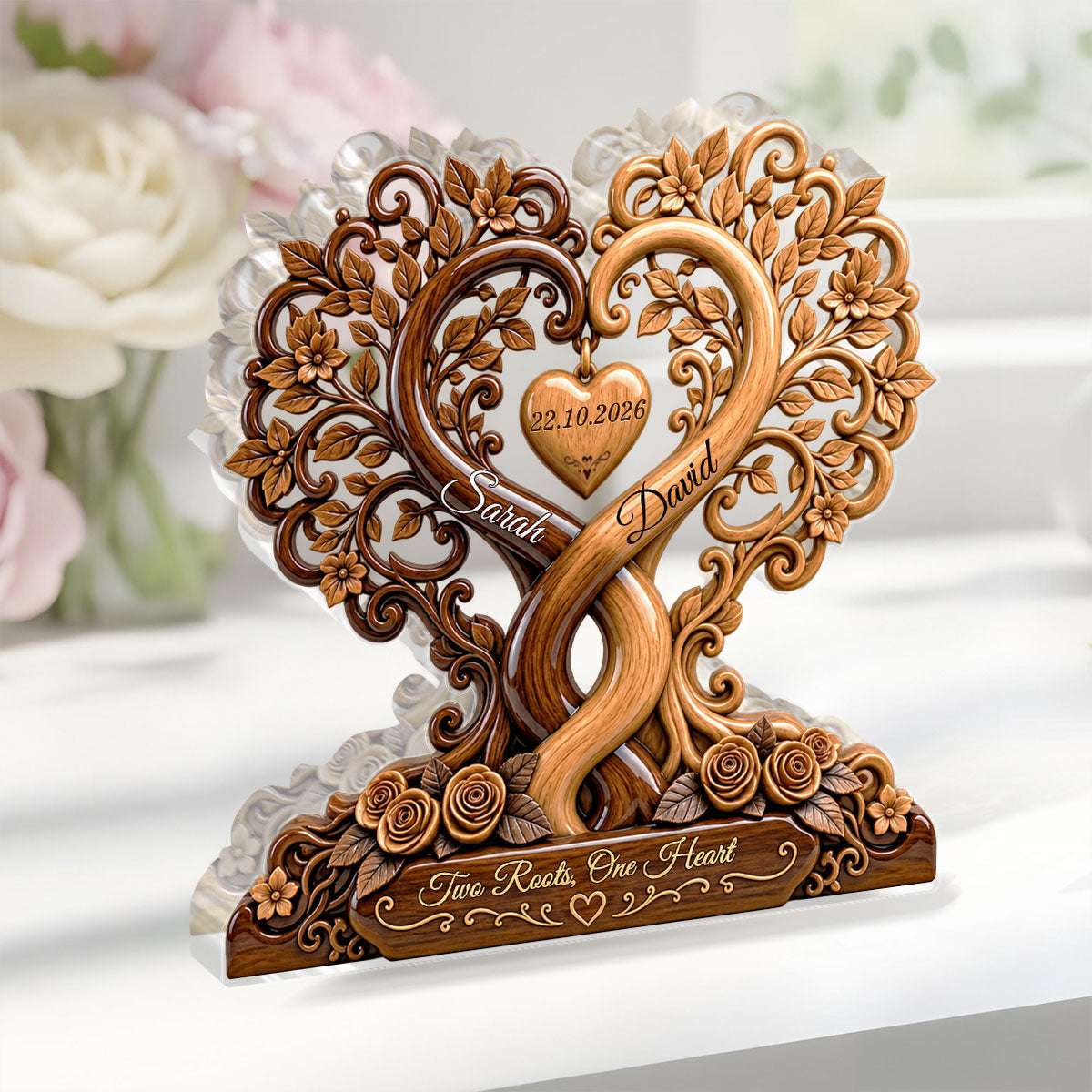 Two Roots One Heart - Personalized Custom Shaped Acrylic Plaque