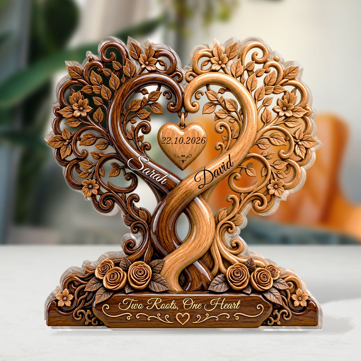 Two Roots One Heart - Personalized Custom Shaped Acrylic Plaque